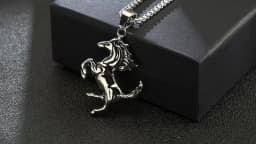 Vnox Men Horse Necklace, Rock Punk Stainless Steel Racehorse Pendant, Statement Male Lucky Collar Jewelry
