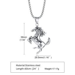 Vnox Men Horse Necklace, Rock Punk Stainless Steel Racehorse Pendant, Statement Male Lucky Collar Jewelry