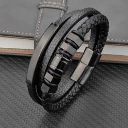 High Quality Luxury Accessories Bracelet Men's Fashion Gift Black Genuine Leather Bracelets DIY Combination Wild Handsome Gift