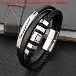 High Quality Luxury Accessories Bracelet Men's Fashion Gift Black Genuine Leather Bracelets DIY Combination Wild Handsome Gift