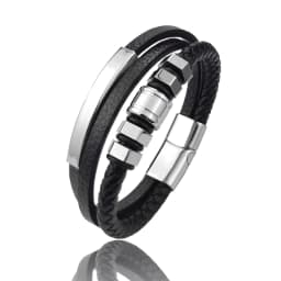 High Quality Luxury Accessories Bracelet Men's Fashion Gift Black Genuine Leather Bracelets DIY Combination Wild Handsome Gift