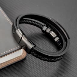 High Quality Luxury Accessories Bracelet Men's Fashion Gift Black Genuine Leather Bracelets DIY Combination Wild Handsome Gift