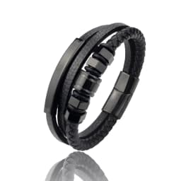 High Quality Luxury Accessories Bracelet Men's Fashion Gift Black Genuine Leather Bracelets DIY Combination Wild Handsome Gift