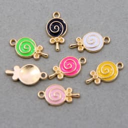 10pcs/lot Enamel Charms Lovely Candy Lollipop Charms Alloy Lolly Pendants Bracelets Accessories DIY Jewelry Making Finding