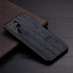 Case for Samsung Galaxy S24 S25 S22 S23 Ultra Plus Edge FE Coque Bamboo Wood Pattern Leather Cover Funda for Samsung S24 Case