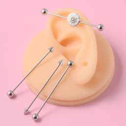 1PC Surgical Steel Red Tongue Industrial Barbell Ring Ear Straight Barbell Ring Body Piercing Jewelry Oreja Ring 1 1/2 Inch 38mm