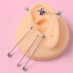 1PC Surgical Steel Red Tongue Industrial Barbell Ring Ear Straight Barbell Ring Body Piercing Jewelry Oreja Ring 1 1/2 Inch 38mm