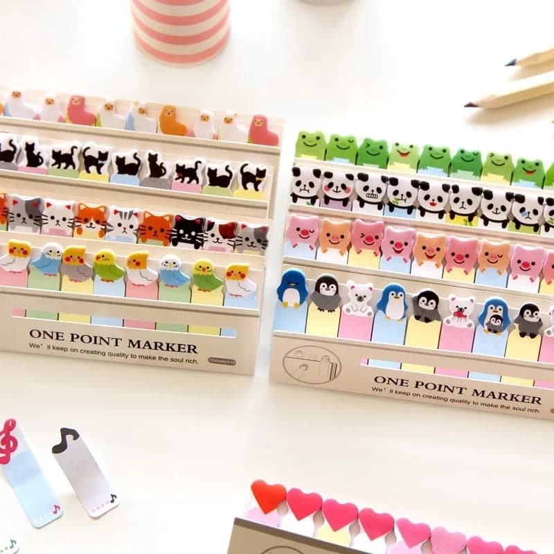 Cartoon Cat Panda Self-Adhesive N Times Memo Pad Sticky Notes Bookmark Stationery Label Stickers
