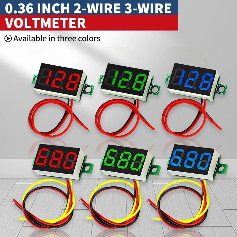 1PCS Mini DC Digital Voltmeter Voltage Display Tester Meter 0.36 Inch 2.5V-30V 0-100V LED Display Accurate Pressure Measurement