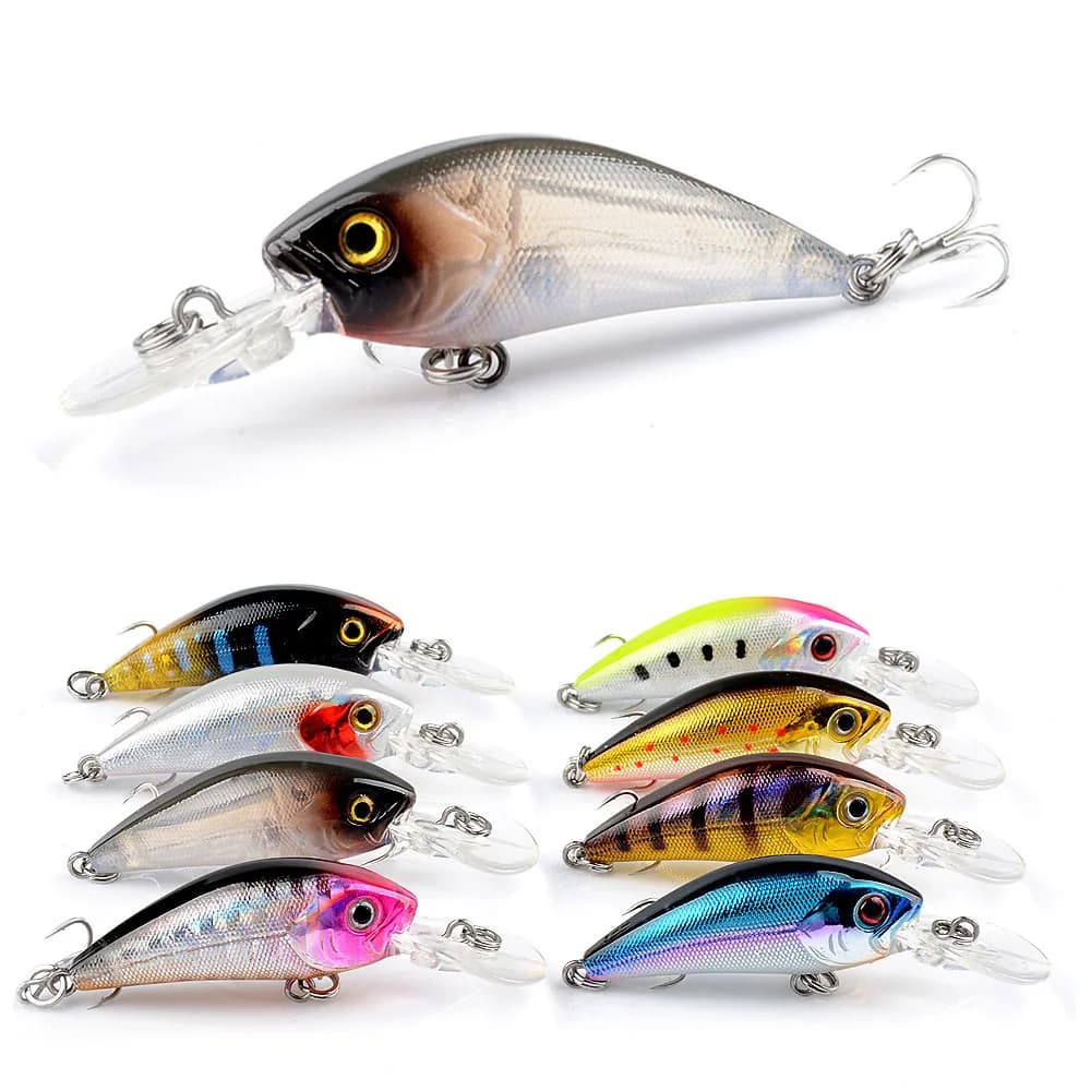 1Pcs Fishing Lure 5.8cm 4g Minnow Crank Bait Three Hooks Artificial Wobbler Jig Swimbait 3D Eyes for Lure Fishing Tackl