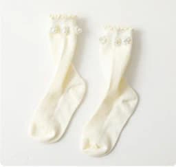 Kids Socks Sweet Bowknot Pearl Lace Stockings Girl Princess Wind Lolita Heap Socks Children Knee High Sock Chaussette