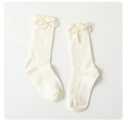 Kids Socks Sweet Bowknot Pearl Lace Stockings Girl Princess Wind Lolita Heap Socks Children Knee High Sock Chaussette