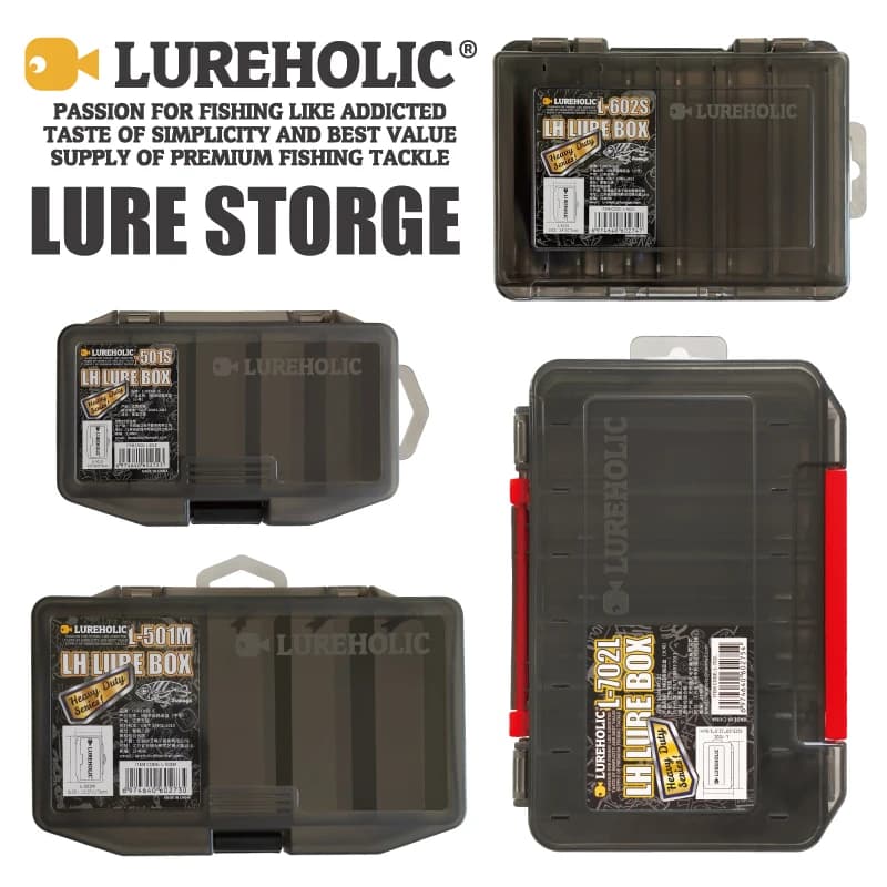 LUREHOLIC Lure Box FishingTackle Storage Hard Lure Soft Worm Tungsten Weight Jig Head Hooks Storage PVC Boxes