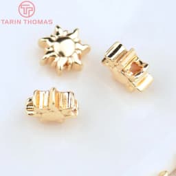 (4526) 6PCS 4x8MM 24K Gold Color Brass Sun Spacer Beads Bracelet Beads Quality Diy Jewelry Findings Accessorie Wholesales