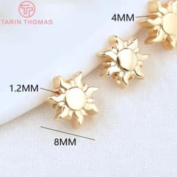 (4526) 6PCS 4x8MM 24K Gold Color Brass Sun Spacer Beads Bracelet Beads Quality Diy Jewelry Findings Accessorie Wholesales