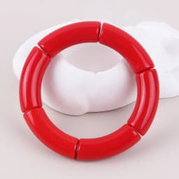 FishSheep Trendy Colorful Acrylic Bamboo Bracelets For Women Bohemian Stretched Tube Beads Cuff Bracelets Bangles 2024 Jewelry
