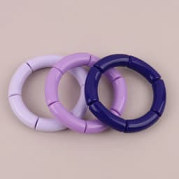 FishSheep Trendy Colorful Acrylic Bamboo Bracelets For Women Bohemian Stretched Tube Beads Cuff Bracelets Bangles 2024 Jewelry
