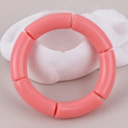 FishSheep Trendy Colorful Acrylic Bamboo Bracelets For Women Bohemian Stretched Tube Beads Cuff Bracelets Bangles 2024 Jewelry