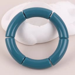 FishSheep Trendy Colorful Acrylic Bamboo Bracelets For Women Bohemian Stretched Tube Beads Cuff Bracelets Bangles 2024 Jewelry