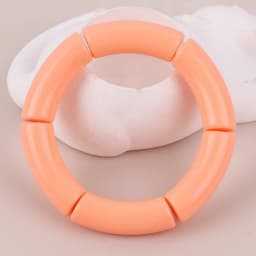 FishSheep Trendy Colorful Acrylic Bamboo Bracelets For Women Bohemian Stretched Tube Beads Cuff Bracelets Bangles 2024 Jewelry