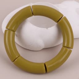 FishSheep Trendy Colorful Acrylic Bamboo Bracelets For Women Bohemian Stretched Tube Beads Cuff Bracelets Bangles 2024 Jewelry