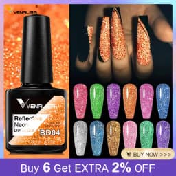 Venalisa Reflective Glitter Nail Gel Polish Neon Color Full Coverage Pigment Nail Art Manicure Soak Off Enamel UV Gel Varnish