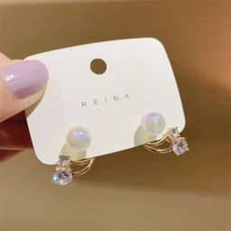 Luxury Crystal Flower Drop Dangle Earrings for Women Fashion Statement Wedding Ear Jewelry Accessory Pearl Party Wholesale