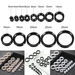 2pcs 3-25mm Silicone Ear Tunnels and Plug Jewelry Black White Ear Gauges Expander Women Hollow Earring Piercing Body Jewelry