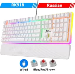 RK ROYAL KLUDGE RK918 Wired Mechanical Keyboard 108 Keys 100% RGB Backlit Gaming Keyboard with Large LED Sorrounding Side Lamp