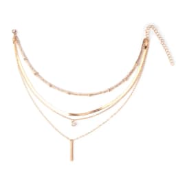 Gold-plate Multi-Level Crystal Snake Chain Geometric Pendant Necklace For Women Vintage Fashion Boho Girl Cute Jewelry Gfit