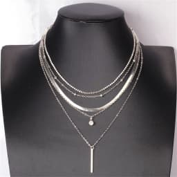 Gold-plate Multi-Level Crystal Snake Chain Geometric Pendant Necklace For Women Vintage Fashion Boho Girl Cute Jewelry Gfit