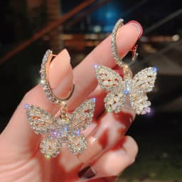 2022 New Butterfly Zircon Earrings women's Korean jewelry literary style earrings net red temperament simple new earrings