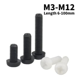 5/50PCS M2 M2.5 M3 M4 M5 M6 M8 Metric Threaded White/Black Nylon Plastic Cross Pan Head Cross Round Screw Bolt 4mm-60mm