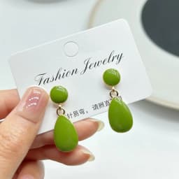 Vintage Red Green Enamel Water Drop Earrings For Women Piercing Ear Jewelry Korean Female Hanging Earring Lovely kolczyki Gift