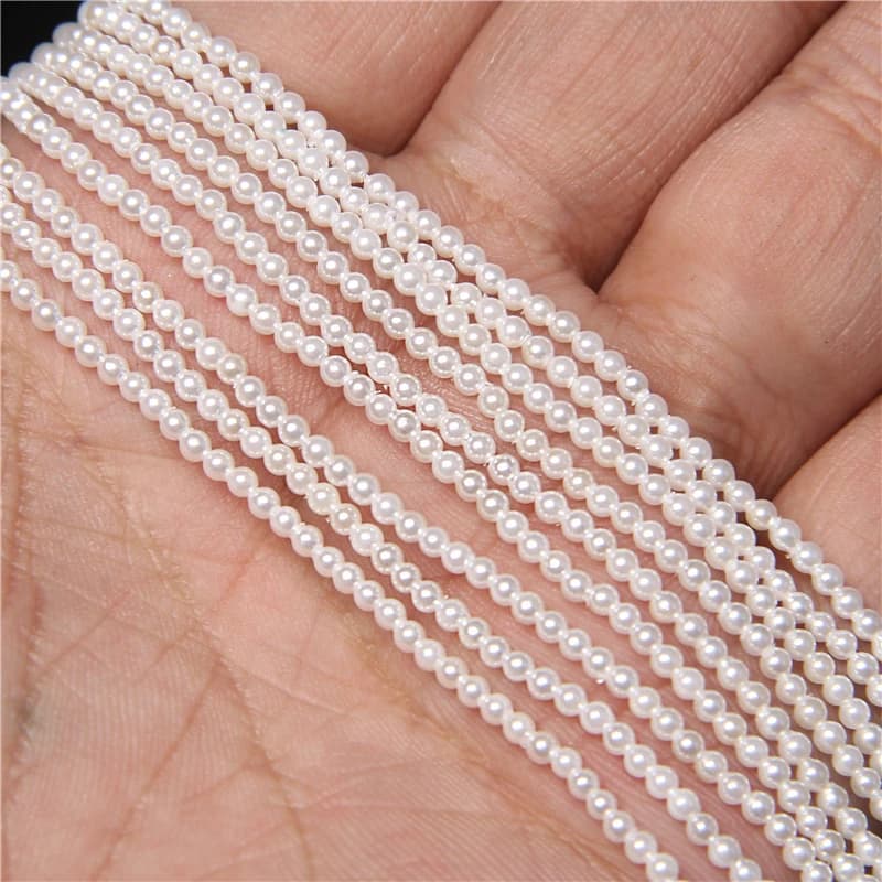 Wholesale 2mm/2.5mm Small Shell Beads Round White Imitation Seed Pearl Bead For Jewelry Making DIY Bracelet Necklace Rings 14"