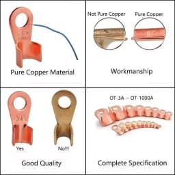 Wire Terminal OT Type 3A 5A 10A 20A 30A 40A 50A 60A 80A Red Copper Bare Nose Lugs Crimp Open Mouth Cable Crimp Terminals
