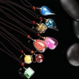 New Glaze Vial Necklace Openable Water Drop Heart Shape Perfume Bottle Pendant Steel Chain Necklace Oil Diffuser Vial Jewelry