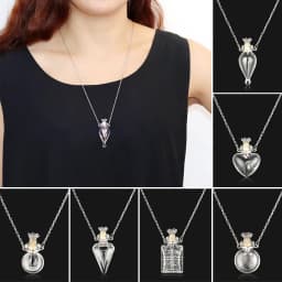New Glaze Vial Necklace Openable Water Drop Heart Shape Perfume Bottle Pendant Steel Chain Necklace Oil Diffuser Vial Jewelry