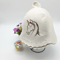 Pure Wool Felt Sauna Hat Russian Banya Cap Embroidered for Shower House Head Protection Sauna Vaporarium Accessories