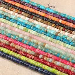 Natural Sea Sediment Turquoises Imperial Jaspers Snakeskin Stone Cylinder Flat Spacer Bead For Jewelry Making DIY Accessories