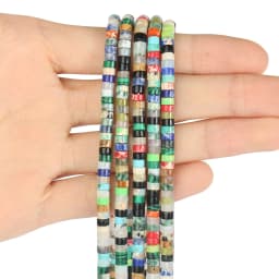 Natural Sea Sediment Turquoises Imperial Jaspers Snakeskin Stone Cylinder Flat Spacer Bead For Jewelry Making DIY Accessories