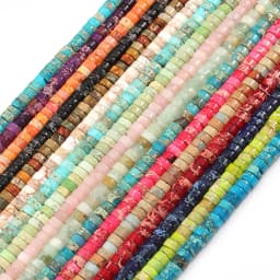 Natural Sea Sediment Turquoises Imperial Jaspers Snakeskin Stone Cylinder Flat Spacer Bead For Jewelry Making DIY Accessories