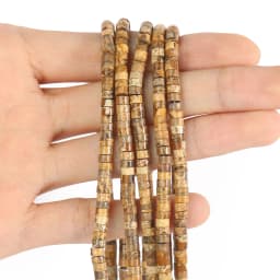 Natural Sea Sediment Turquoises Imperial Jaspers Snakeskin Stone Cylinder Flat Spacer Bead For Jewelry Making DIY Accessories