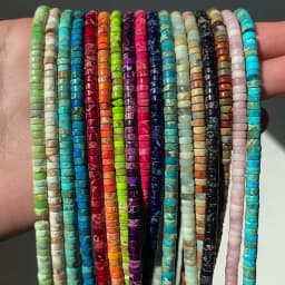 Natural Sea Sediment Turquoises Imperial Jaspers Snakeskin Stone Cylinder Flat Spacer Bead For Jewelry Making DIY Accessories