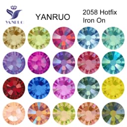 YANRUO 2058 Top Hotfix Crystals Flatback DIY Handicraft Glitter Strass Glass Adhesive Rhinestones Iron On Stones