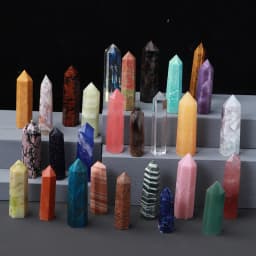 1pc Natural Quartz Point Rose Quartz Wand Healing Stone Amethyst Hexagonal Prism Energy Ore Pyramid Home Decoration