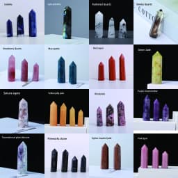1pc Natural Quartz Point Rose Quartz Wand Healing Stone Amethyst Hexagonal Prism Energy Ore Pyramid Home Decoration