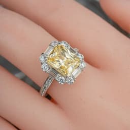 Huitan Graceful Women Finger-rings Yellow Color Cubic Zirconia Wedding Anniversary Birthday Gift Mom Silver Color Trendy Jewelry