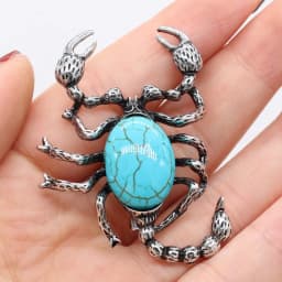 Natural Stone Shell Scorpion Brooch Pins Rose Quartzs Pendant for Women DIY Necklace or Dual Use Brooches Jewelry Accessories
