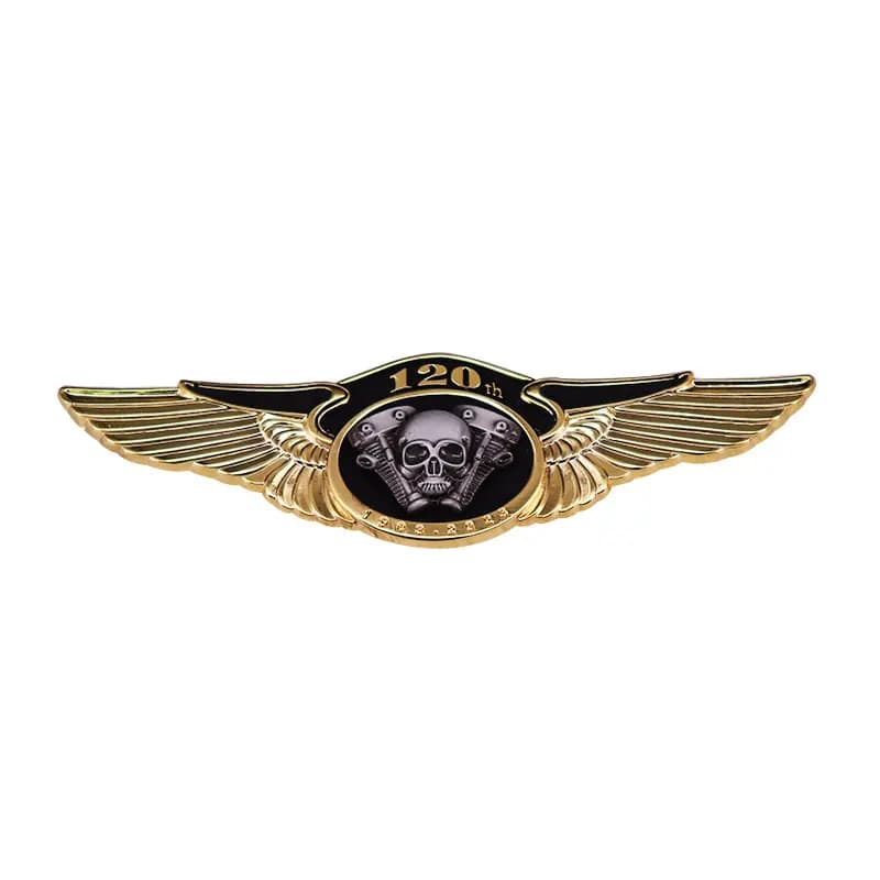 120th Golden Wings Skull Biker Badge 120 Years of America's First Motorcycle Company Anniversary Pin 2021 New Accessories
